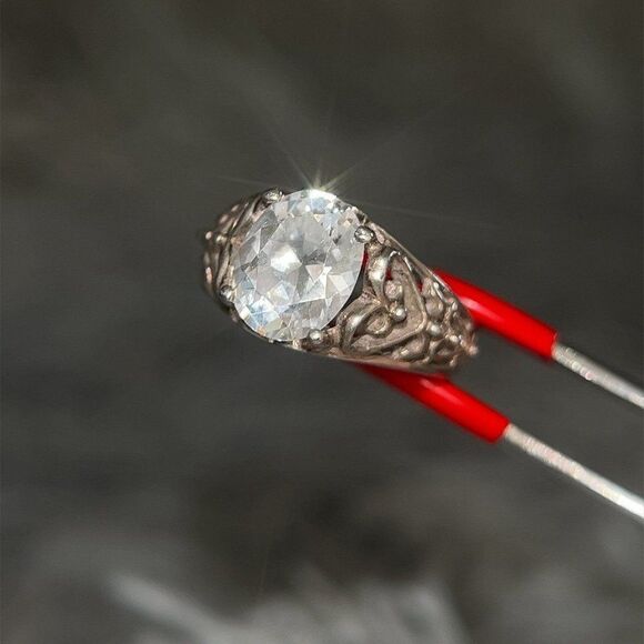 Sparkling Large Cz Silver 925 Ring - Picture 4 of 7